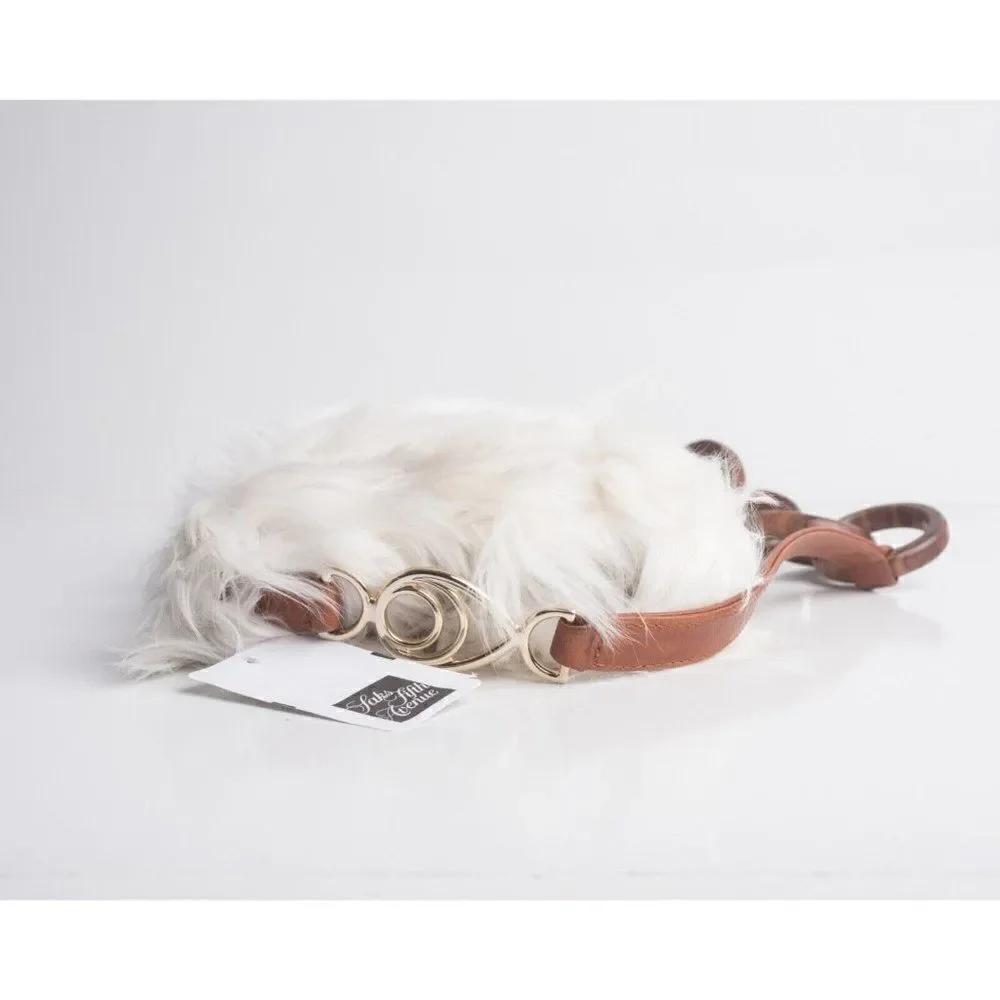 Brother Vellies Lijadu Shearling Billfold Shoulder Bag Purse in White Alpaca Fur - Picture 5 of 9